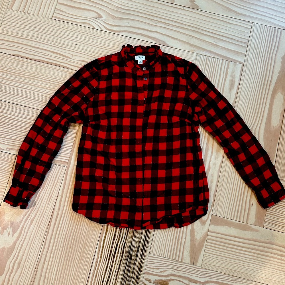 J. CREW SMALL PLAID BLOUSE